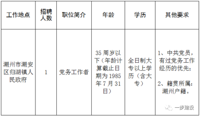 关于潮州市潮安区归湖镇人民政府招聘劳务派遣工作人员公告
